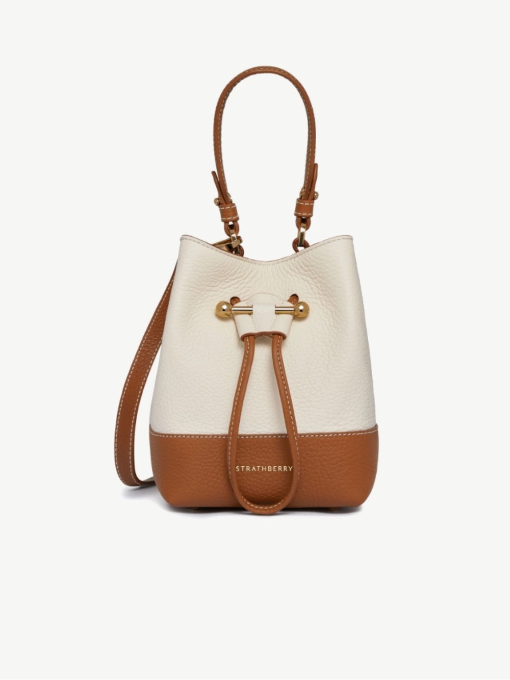 STRATHBERRY Lana Osette Vanilla Tan Leather Bucket Bag Purse Crossbody NWOT